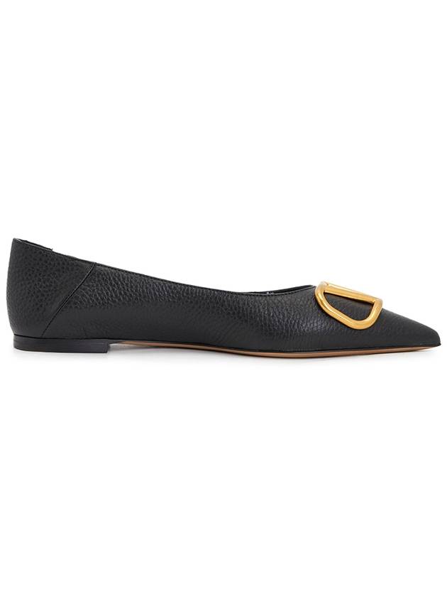 V Logo Pointed Toe Ballerina Flats Black - VALENTINO - BALAAN 5