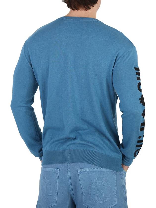 Moschino Men's Light Blue Logo-Print Jumper, Brand Size 46 (US Size 36) - MOSCHINO - BALAAN 3