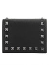 Rockstud Small Leather Half Wallet Black - VALENTINO - BALAAN 1