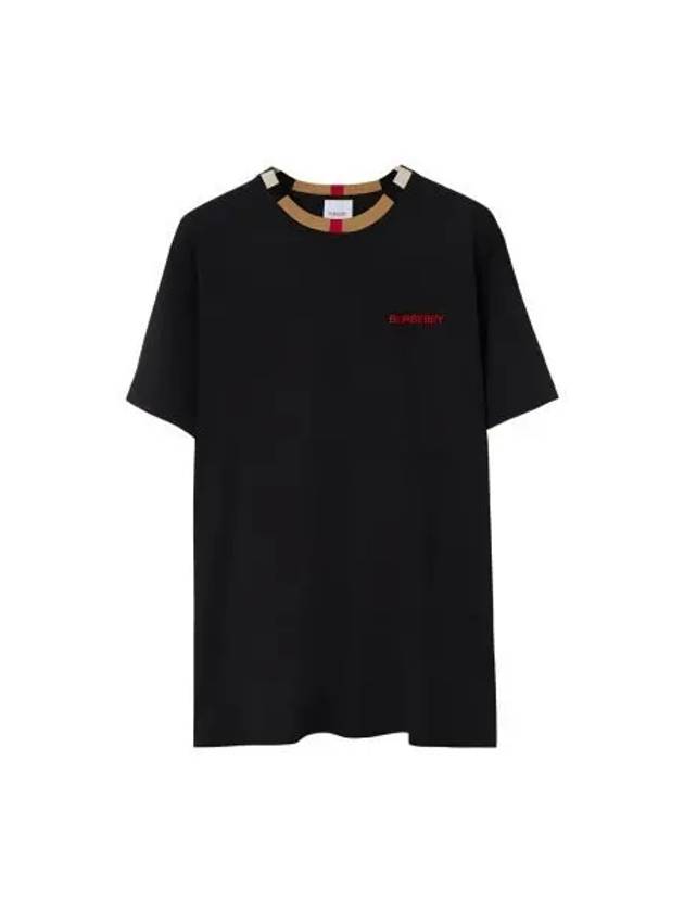 Icon Stripe Neck Short Sleeve T-Shirt Black - BURBERRY - BALAAN 2