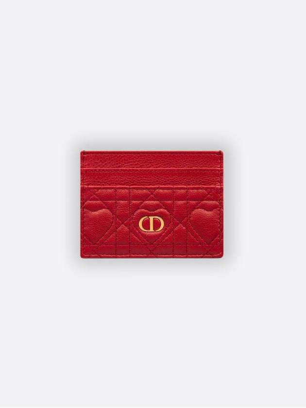 Caro Heart Motif Cannage Five Slot Card Wallet Red - DIOR - BALAAN 2