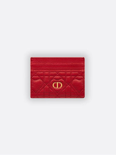 Caro Heart Motif Cannage Five Slot Card Wallet Red - DIOR - BALAAN 2