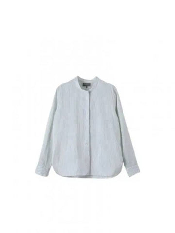 24 BUTTON THROUGH COLLARLESS SHIRT white PALE GREEN WOSH0259S24KBN WXG - MARGARET HOWELL - BALAAN 1