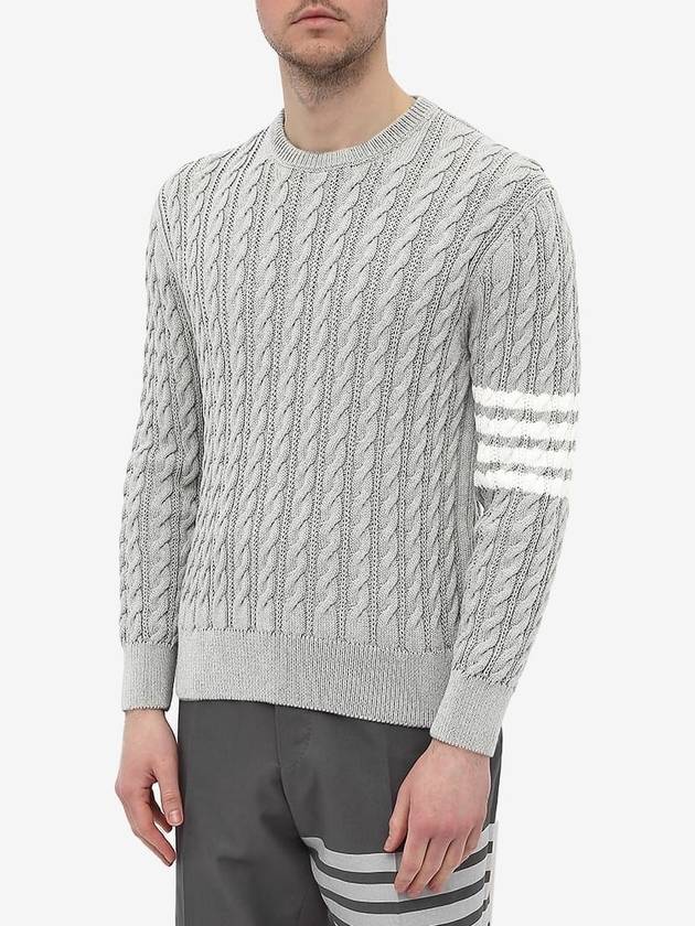 Diagonal Armband Cable Knit Top Grey - THOM BROWNE - BALAAN 3