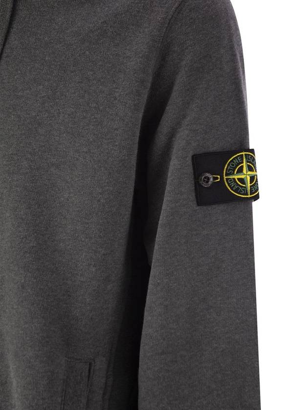 Wappen Patch Brushed Cotton Fleece Hoodie Dark Grey Melange - STONE ISLAND - BALAAN 5