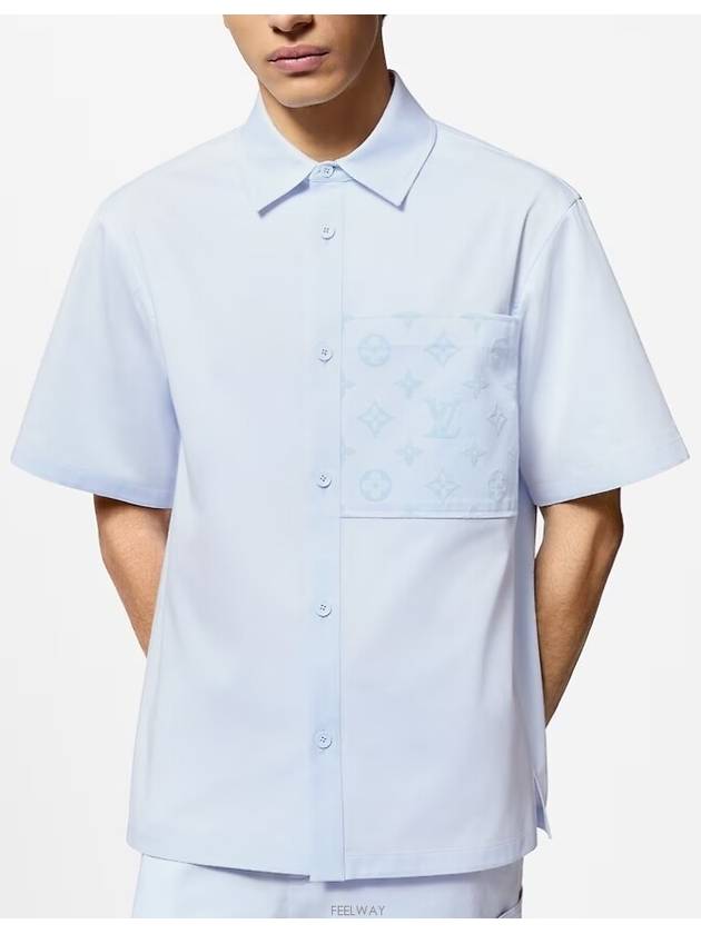 1AFQZV Flocked Short Sleeved Cotton Shirt - LOUIS VUITTON - BALAAN 1