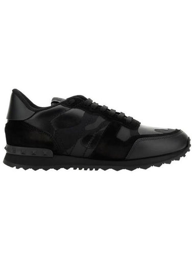 Camouflage Rockrunner Low Top Sneakers Black - VALENTINO - BALAAN 1