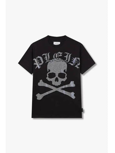 Men s Hotfix Gothic Logo Skull T Shirt Black - PHILIPP PLEIN - BALAAN 1