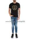 Golden Circle Logo Cotton Short Sleeve T-Shirt Black - BALMAIN - BALAAN 8