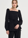 Square Neck String Blouse Black - SORRY TOO MUCH LOVE - BALAAN 5