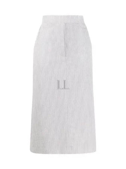 Women's Seersucker Lowride Mid Calf Pencil Skirt Medium Grey - THOM BROWNE - BALAAN 2