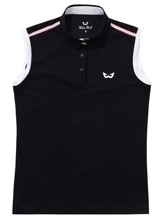 Golf Wear Mesh Tape Collar Sleeveless Golf T-shirt WB21SUWT02BK Black - WHITEBALL - BALAAN 5