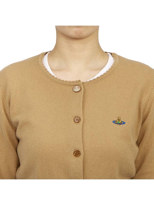 Bea ORB Embroidered Logo Crop Cardigan Brown - VIVIENNE WESTWOOD - BALAAN 9