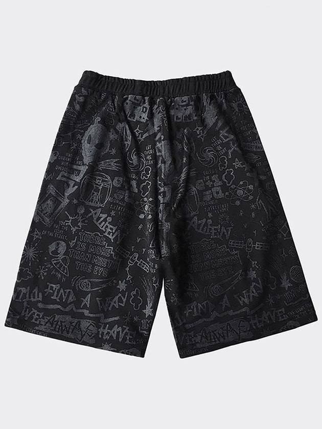 Alien graffiti half pants Black - AOX - BALAAN 10