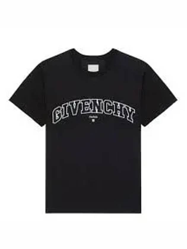 College Embroidered Logo Short Sleeve T-Shirt Black - GIVENCHY - BALAAN 2