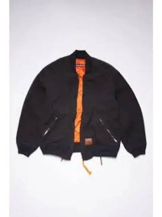 Face Patch Cotton Canvas Bomber Jacket Black - ACNE STUDIOS - BALAAN 2