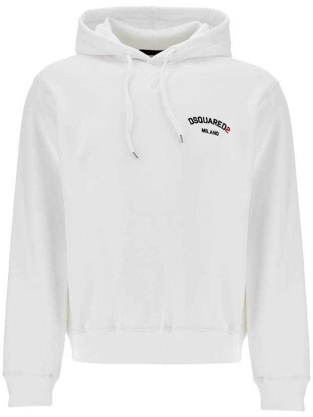 white cotton hoodie with embroidered logo - DSQUARED2 - BALAAN 1