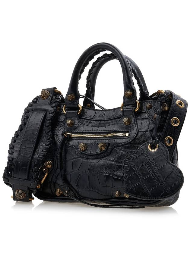 Neo Cagole Small Crocodile Embossed Leather Tote Bag Black - BALENCIAGA - BALAAN 3