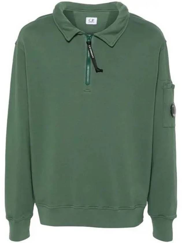 Cotton Fleece Zipped Sweatshirt Green - CP COMPANY - BALAAN 2