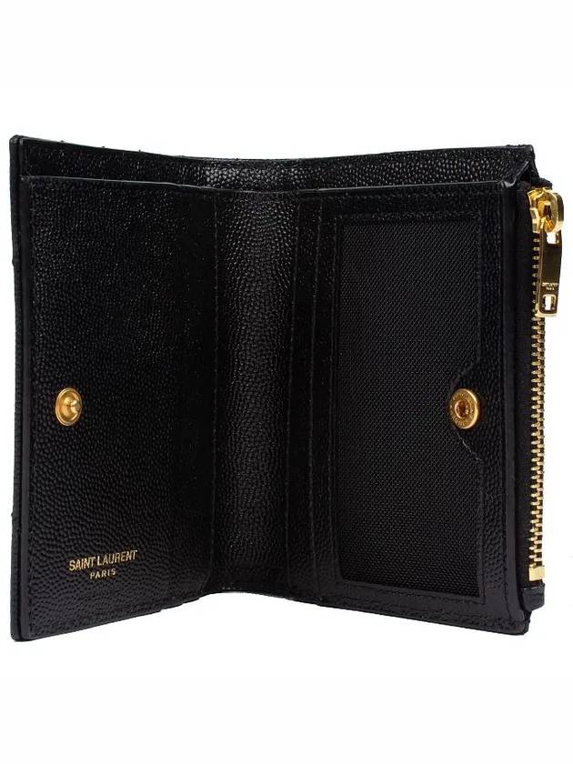 Cassandre Matelasse Grain De Poudre Embossed Leather Half Wallet Black - SAINT LAURENT - BALAAN 6