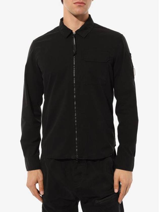 Gabardine Zipped Long Sleeve Shirt Black - CP COMPANY - BALAAN 3