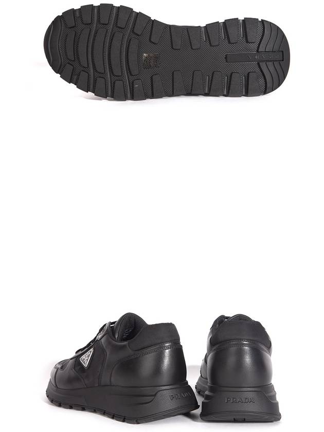 Leather Re-Nylon High Top Sneakers Black - PRADA - BALAAN 7