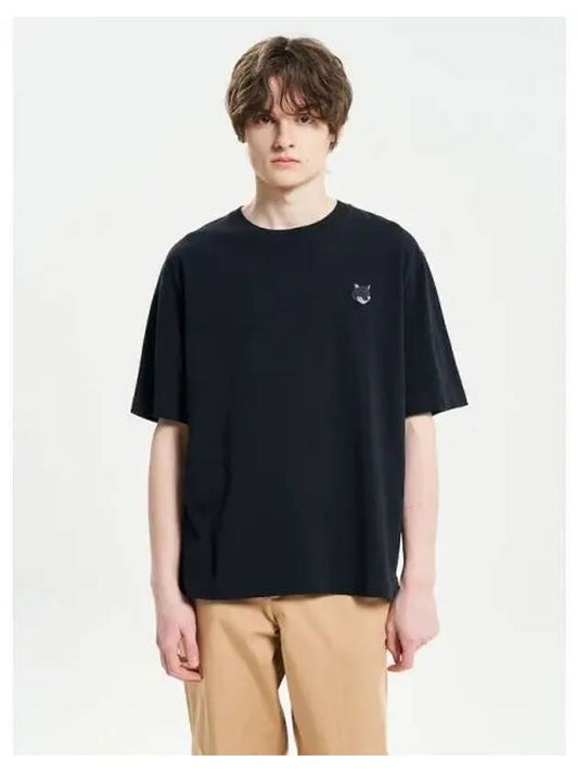 Men s Foxhead Patch Oversized Boxy Fit T Shirt Black Domestic Product - MAISON KITSUNE - BALAAN 1