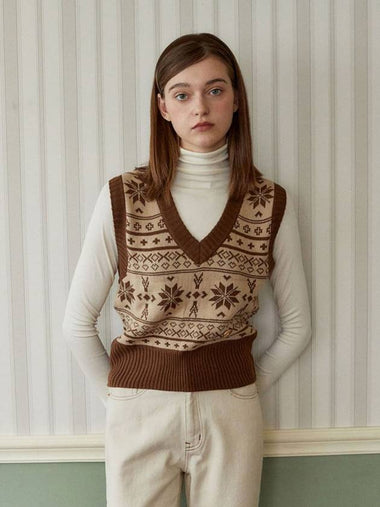 Nordic Snowflower Vest_Brown - ITER - BALAAN 1