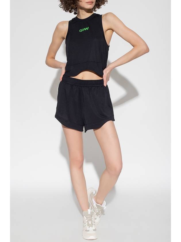 Ganni Shorts With Logo, Women's, Black - GANNI - BALAAN 2