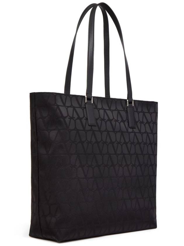 Toile Iconographe Shopping Tote Bag Black - VALENTINO - BALAAN 6