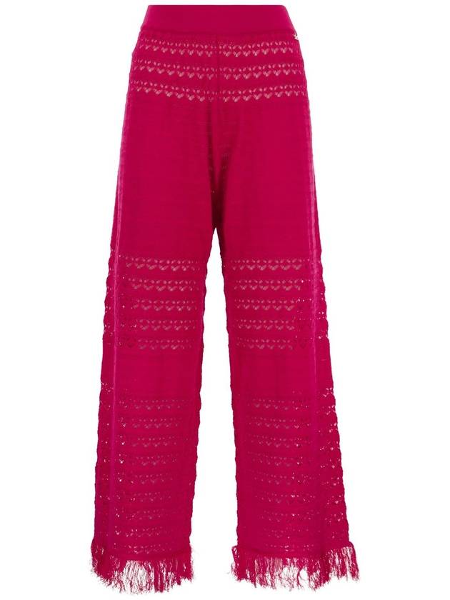 Lace stitch palazzo trousers - ELISABETTA FRANCHI - BALAAN 1