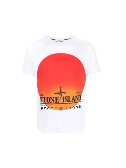 Men's Round Neck Cotton Short Sleeve T-Shirt White - STONE ISLAND - BALAAN 2