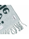 Gani Logo Fringe Wool Muffler Green - GANNI - BALAAN 6