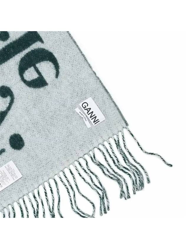 Gani Logo Fringe Wool Muffler Green - GANNI - BALAAN 6