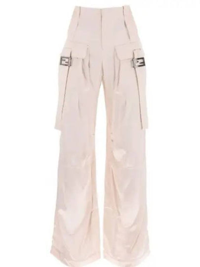 Women's Viscose Shiny Cargo Straight Pants Beige - FENDI - BALAAN 2