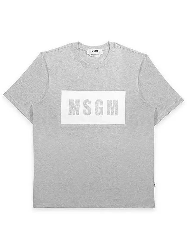 Box Logo Short Sleeve T-Shirt Grey - MSGM - BALAAN 2