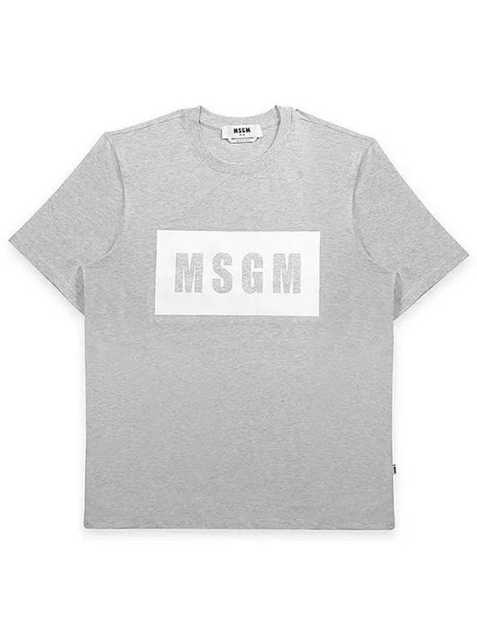 White Box Logo Short Sleeve T-Shirt Gray - MSGM - BALAAN.