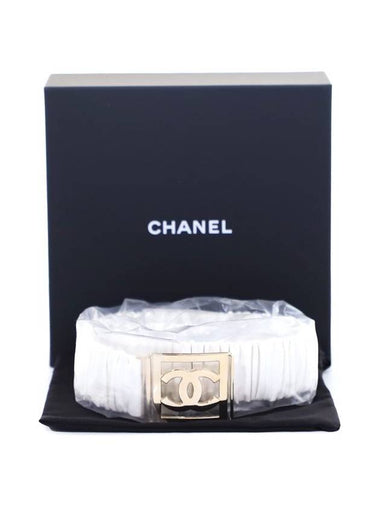 Chanel AA8782 White Banding Lambskin Gold CC Women s Belt - CHANEL - BALAAN 1