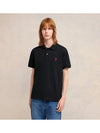 Heart Logo Polo Shirt Black - AMI - BALAAN 5