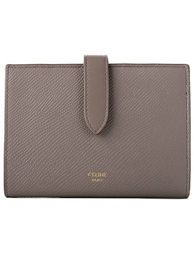 Medium Strap Grain Calfskin Medium Wallet Pebble - CELINE - BALAAN 1