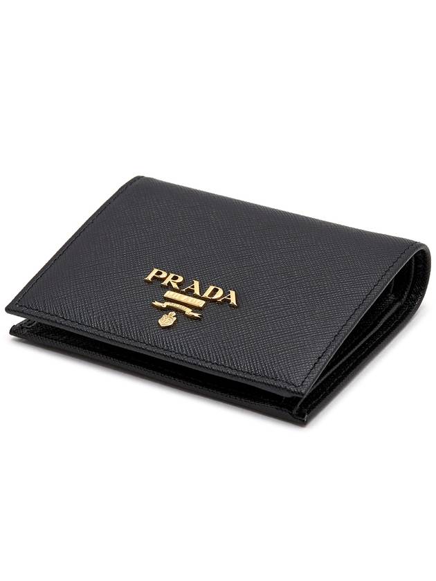 Saffiano Metal Logo Gold Fold Wallet Black - PRADA - BALAAN 4