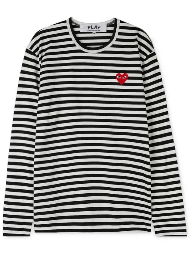 Red Heart Wappen Stripe Long Sleeve T-Shirt Black - COMME DES GARCONS PLAY - BALAAN 4