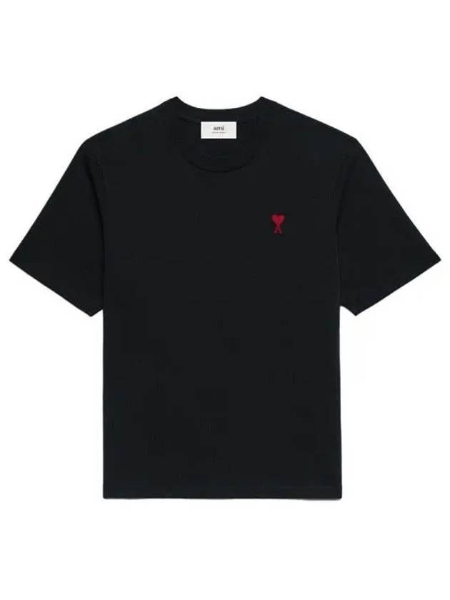 Small Heart Logo Boxy Fit Short Sleeve T-Shirt Black - AMI - BALAAN 2