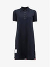 Classic Cotton Pique Center Back Stripe A-Line Short Sleeve Polo Short Dress Navy - THOM BROWNE - BALAAN 2