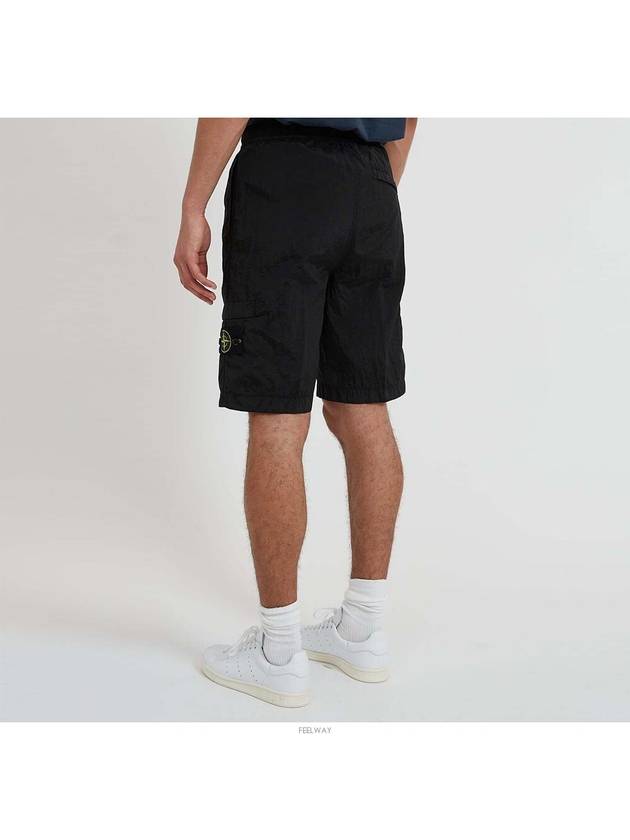 Men's Wappen Patch Nylon Shorts Black - STONE ISLAND - BALAAN 3