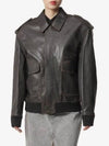 Aviator Vintage Leather Jacket Black - SAINT LAURENT - BALAAN 2