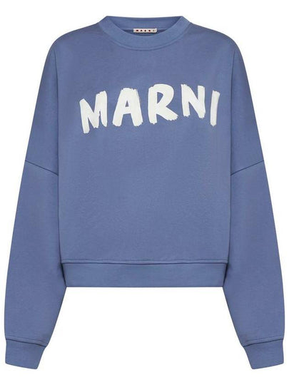 Logo Print Cotton Sweatshirt Light Blue - MARNI - BALAAN 2