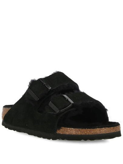 'Arizona' Black Sandals With Logo Lettering On The Buckle In Suede Woman - BIRKENSTOCK - BALAAN 2