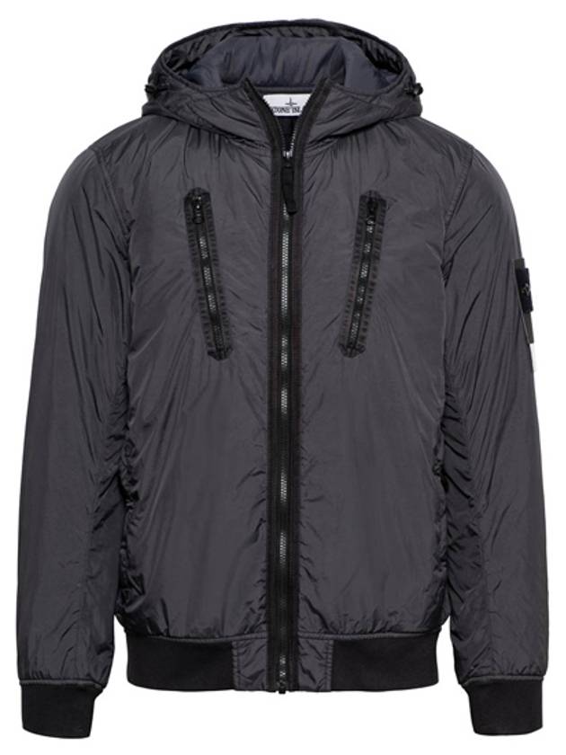 Garment Dyed Crinkle Reps Nylon Down Hooded Jacket Charcoal - STONE ISLAND - BALAAN 2