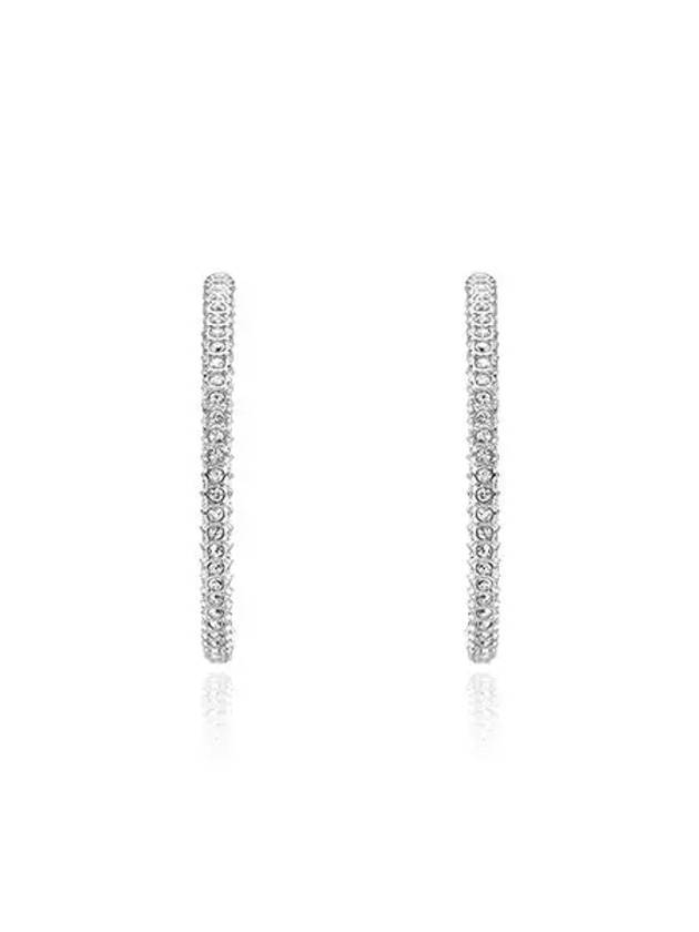 Stone Hoop Pave Large Earrings Silver - SWAROVSKI - BALAAN 3